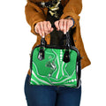 Melbourne Stars Shoulder Handbag Aboriginal Dot Art Green White - Tribal Wave Pattern
