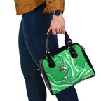 Melbourne Stars Shoulder Handbag Aboriginal Dot Art Green White - Tribal Wave Pattern