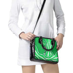 Melbourne Stars Shoulder Handbag Aboriginal Dot Art Green White - Tribal Wave Pattern