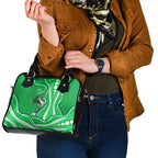 Melbourne Stars Shoulder Handbag Aboriginal Dot Art Green White - Tribal Wave Pattern