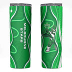 Melbourne Stars Skinny Tumbler Aboriginal Dot Art Green White - Tribal Wave Pattern