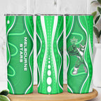 Melbourne Stars Skinny Tumbler Aboriginal Dot Art Green White - Tribal Wave Pattern