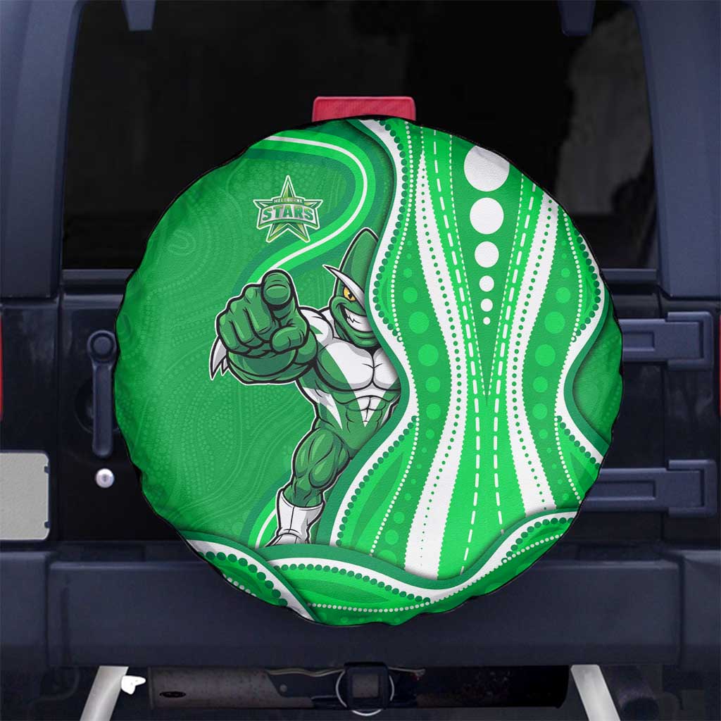 Melbourne Stars Spare Tire Cover Aboriginal Dot Art Green White - Tribal Wave Pattern