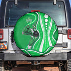 Melbourne Stars Spare Tire Cover Aboriginal Dot Art Green White - Tribal Wave Pattern