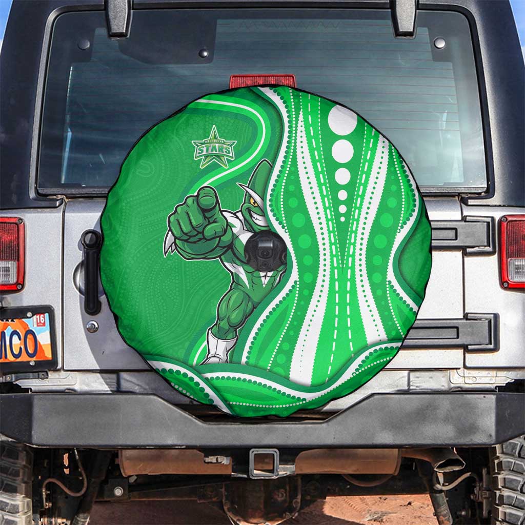 Melbourne Stars Spare Tire Cover Aboriginal Dot Art Green White - Tribal Wave Pattern