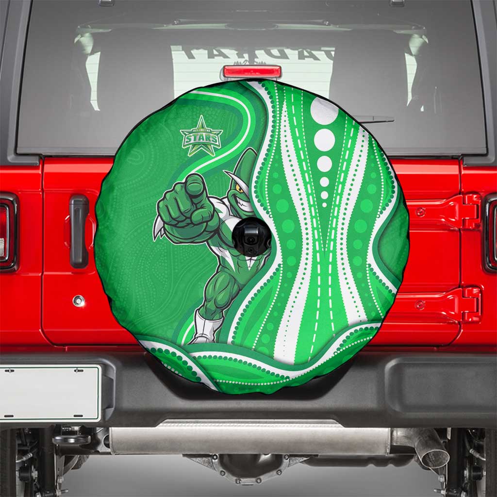 Melbourne Stars Spare Tire Cover Aboriginal Dot Art Green White - Tribal Wave Pattern