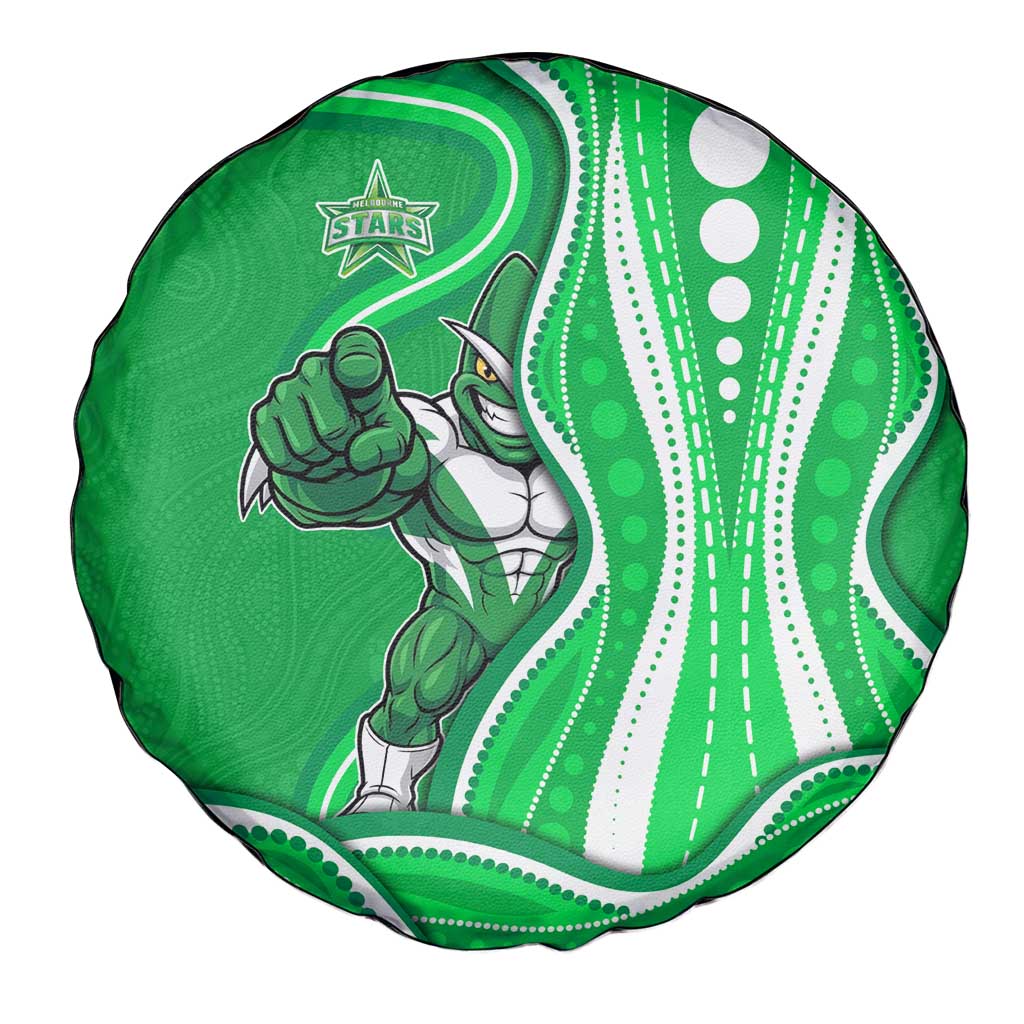 Melbourne Stars Spare Tire Cover Aboriginal Dot Art Green White - Tribal Wave Pattern