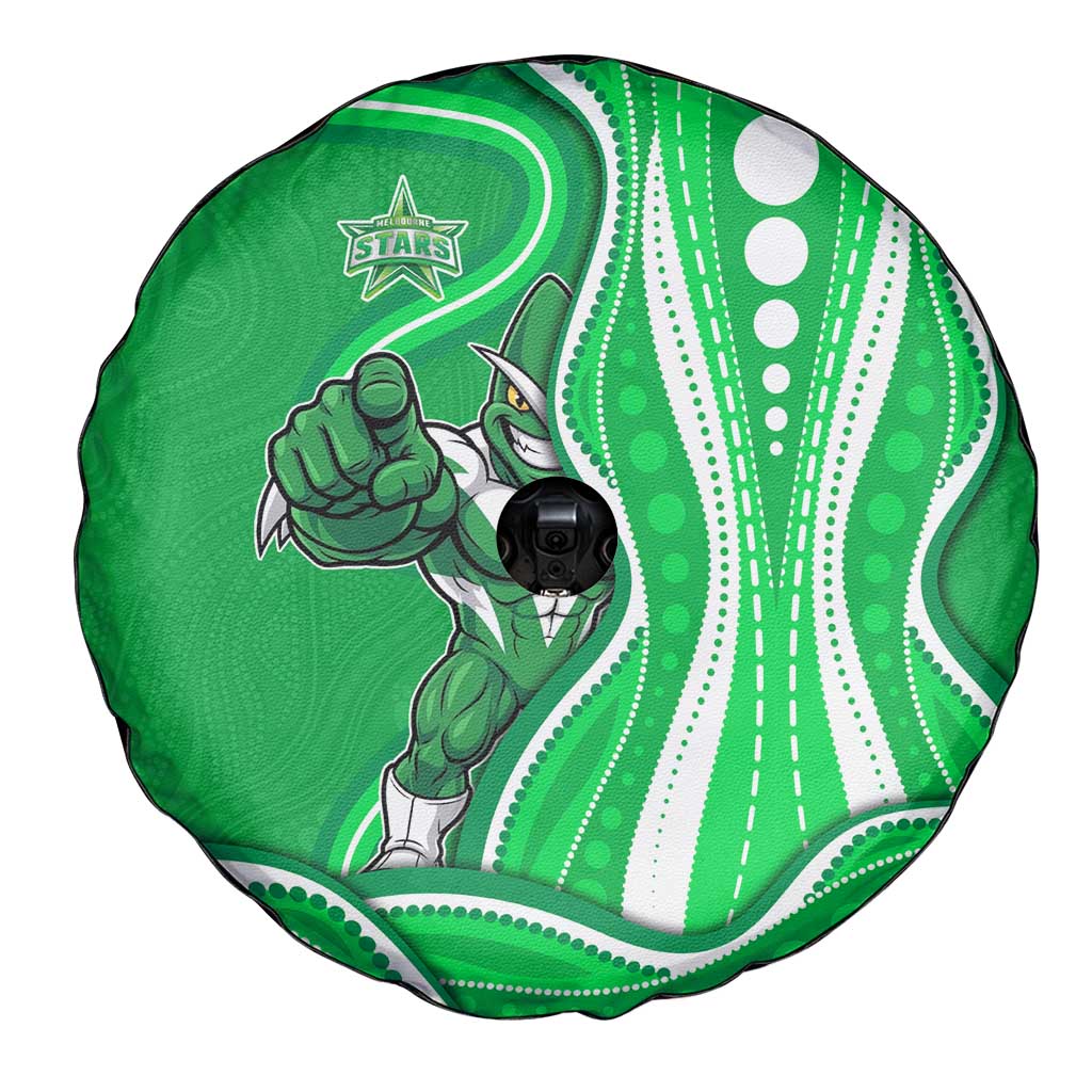 Melbourne Stars Spare Tire Cover Aboriginal Dot Art Green White - Tribal Wave Pattern