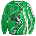 Melbourne Stars Sweatshirt Aboriginal Dot Art Green White - Tribal Wave Pattern