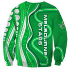 Melbourne Stars Sweatshirt Aboriginal Dot Art Green White - Tribal Wave Pattern