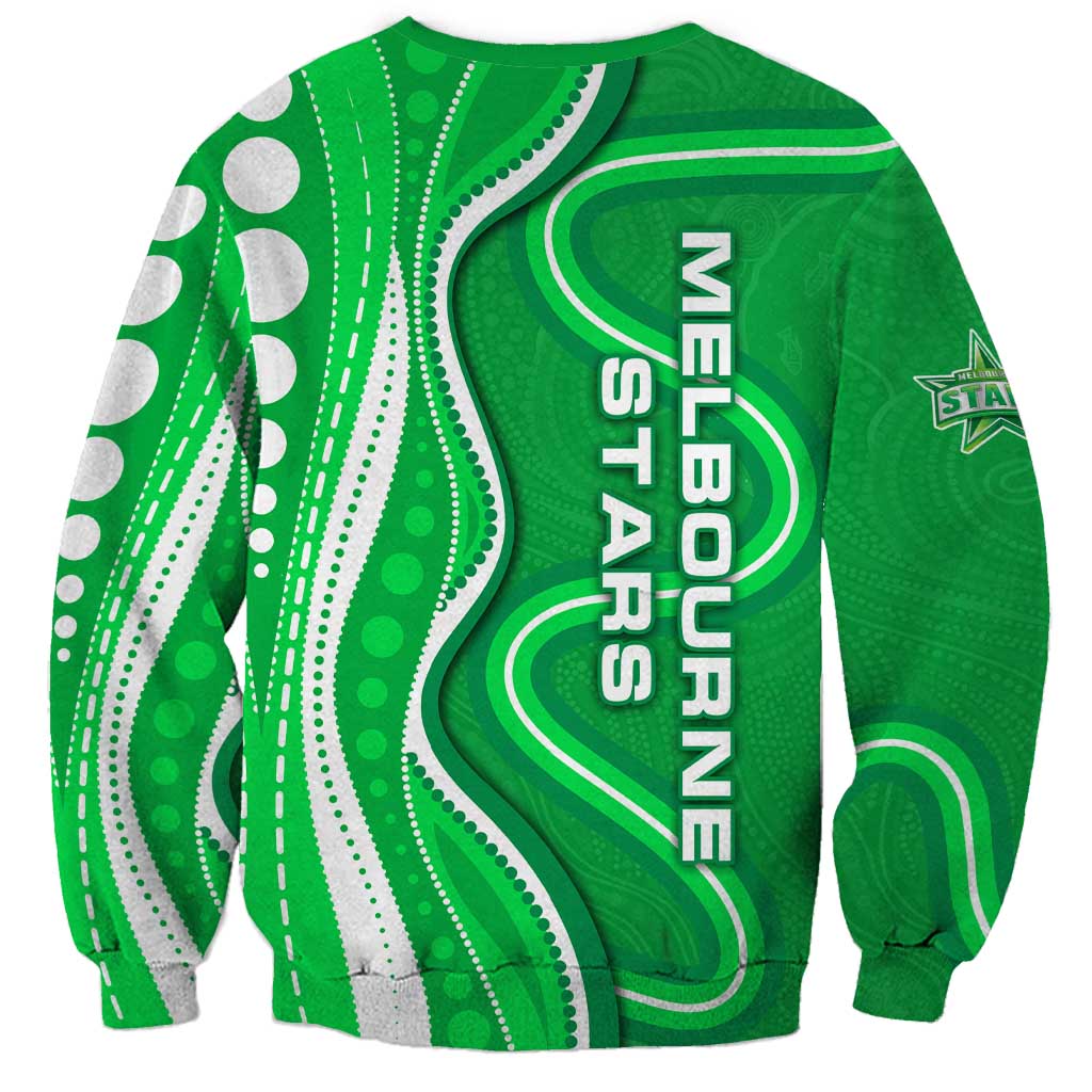 Melbourne Stars Sweatshirt Aboriginal Dot Art Green White - Tribal Wave Pattern