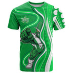 Melbourne Stars T Shirt Aboriginal Dot Art Green White - Tribal Wave Pattern