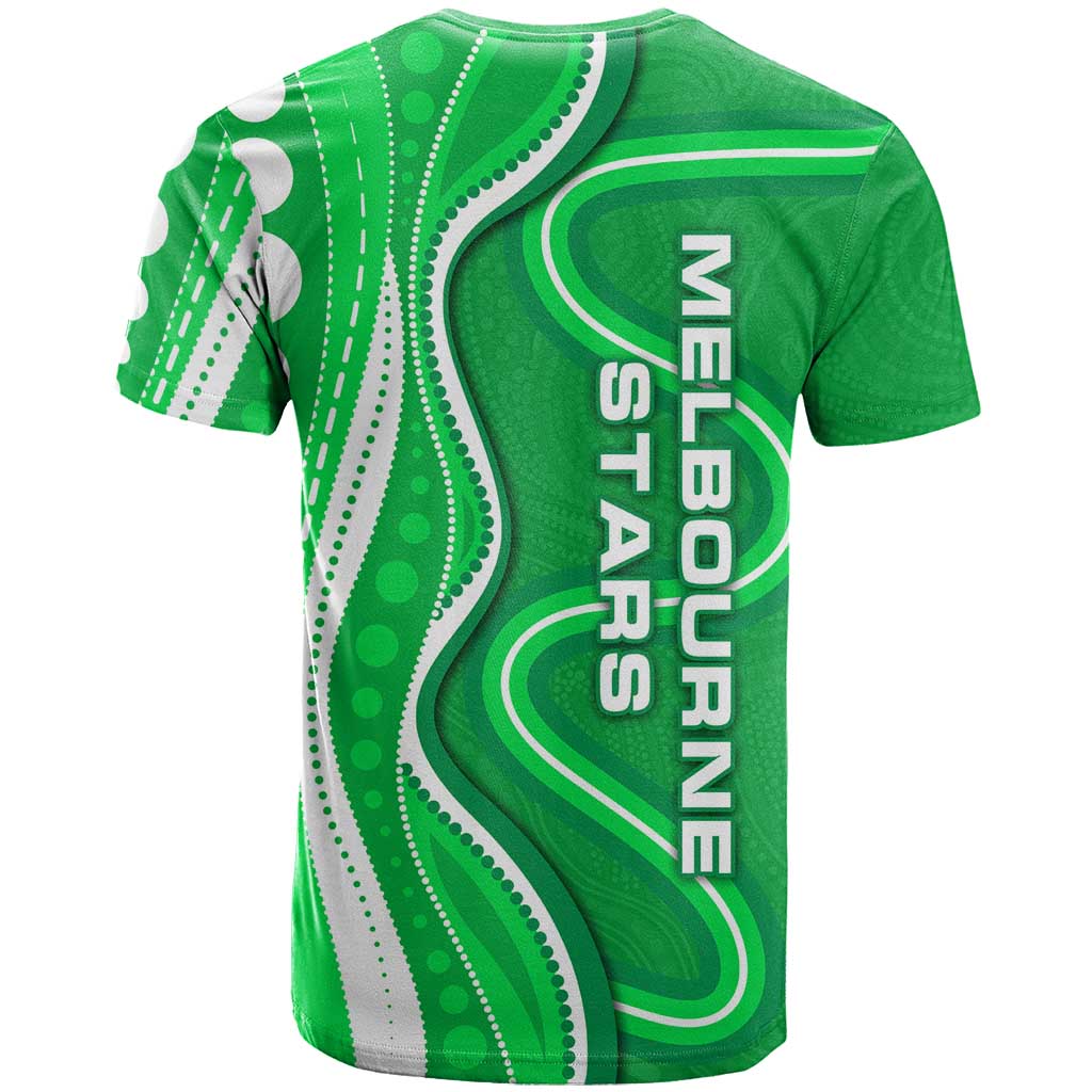 Melbourne Stars T Shirt Aboriginal Dot Art Green White - Tribal Wave Pattern