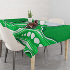 Melbourne Stars Tablecloth Aboriginal Dot Art Green White - Tribal Wave Pattern