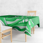 Melbourne Stars Tablecloth Aboriginal Dot Art Green White - Tribal Wave Pattern