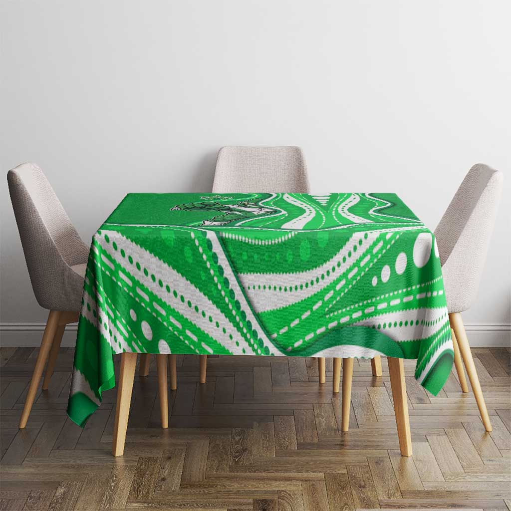 Melbourne Stars Tablecloth Aboriginal Dot Art Green White - Tribal Wave Pattern