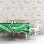 Melbourne Stars Tablecloth Aboriginal Dot Art Green White - Tribal Wave Pattern