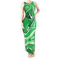 Melbourne Stars Tank Maxi Dress Aboriginal Dot Art Green White - Tribal Wave Pattern