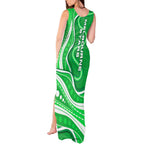Melbourne Stars Tank Maxi Dress Aboriginal Dot Art Green White - Tribal Wave Pattern