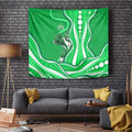 Melbourne Stars Tapestry Aboriginal Dot Art Green White - Tribal Wave Pattern