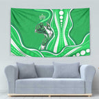 Melbourne Stars Tapestry Aboriginal Dot Art Green White - Tribal Wave Pattern