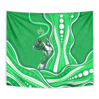Melbourne Stars Tapestry Aboriginal Dot Art Green White - Tribal Wave Pattern