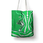 Melbourne Stars Tote Bag Aboriginal Dot Art Green White - Tribal Wave Pattern