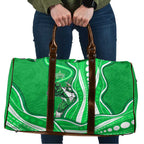 Melbourne Stars Travel Bag Aboriginal Dot Art Green White - Tribal Wave Pattern
