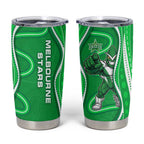 Melbourne Stars Tumbler Cup Aboriginal Dot Art Green White - Tribal Wave Pattern