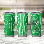Melbourne Stars Tumbler Cup Aboriginal Dot Art Green White - Tribal Wave Pattern