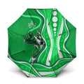 Melbourne Stars Umbrella Aboriginal Dot Art Green White - Tribal Wave Pattern