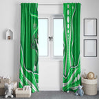 Melbourne Stars Window Curtain Aboriginal Dot Art Green White - Tribal Wave Pattern
