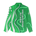Melbourne Stars Women Casual Shirt Aboriginal Dot Art Green White - Tribal Wave Pattern