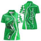 Melbourne Stars Women Polo Shirt Aboriginal Dot Art Green White - Tribal Wave Pattern