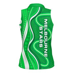 Melbourne Stars Women Sleeveless Polo Shirt Aboriginal Dot Art Green White - Tribal Wave Pattern