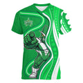 Melbourne Stars Women V-Neck T-Shirt Aboriginal Dot Art Green White - Tribal Wave Pattern