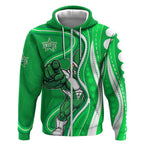 Melbourne Stars Zip Hoodie Aboriginal Dot Art Green White - Tribal Wave Pattern