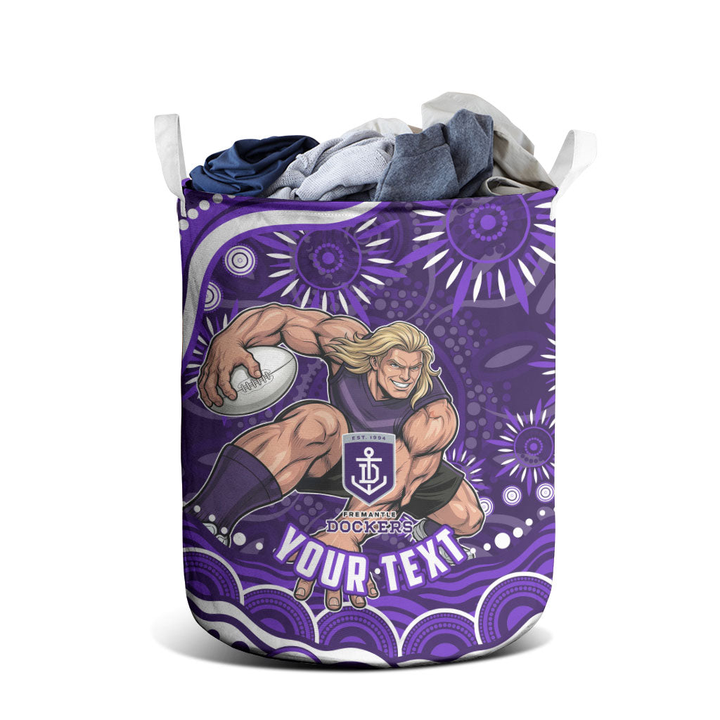 Personalized Fremantle Dockers Rugby Laundry Basket Aboriginal Dot Art - Dreamtime Football Mascot