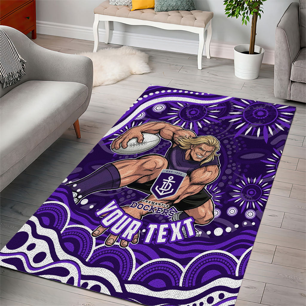 Personalized Fremantle Dockers Rugby Area Rug Aboriginal Dot Art - Dreamtime Football Mascot