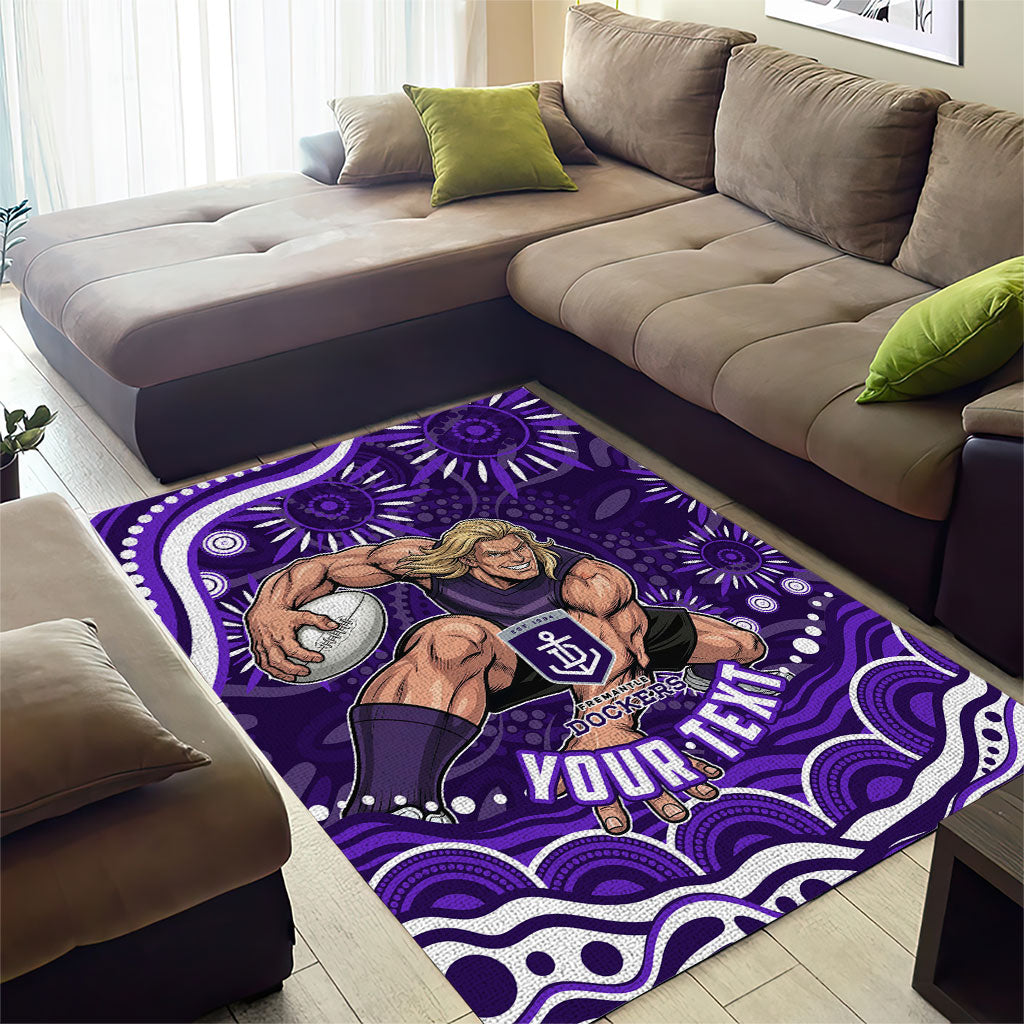 Personalized Fremantle Dockers Rugby Area Rug Aboriginal Dot Art - Dreamtime Football Mascot