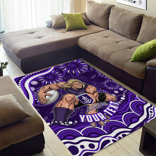 Personalized Fremantle Dockers Rugby Area Rug Aboriginal Dot Art - Dreamtime Football Mascot