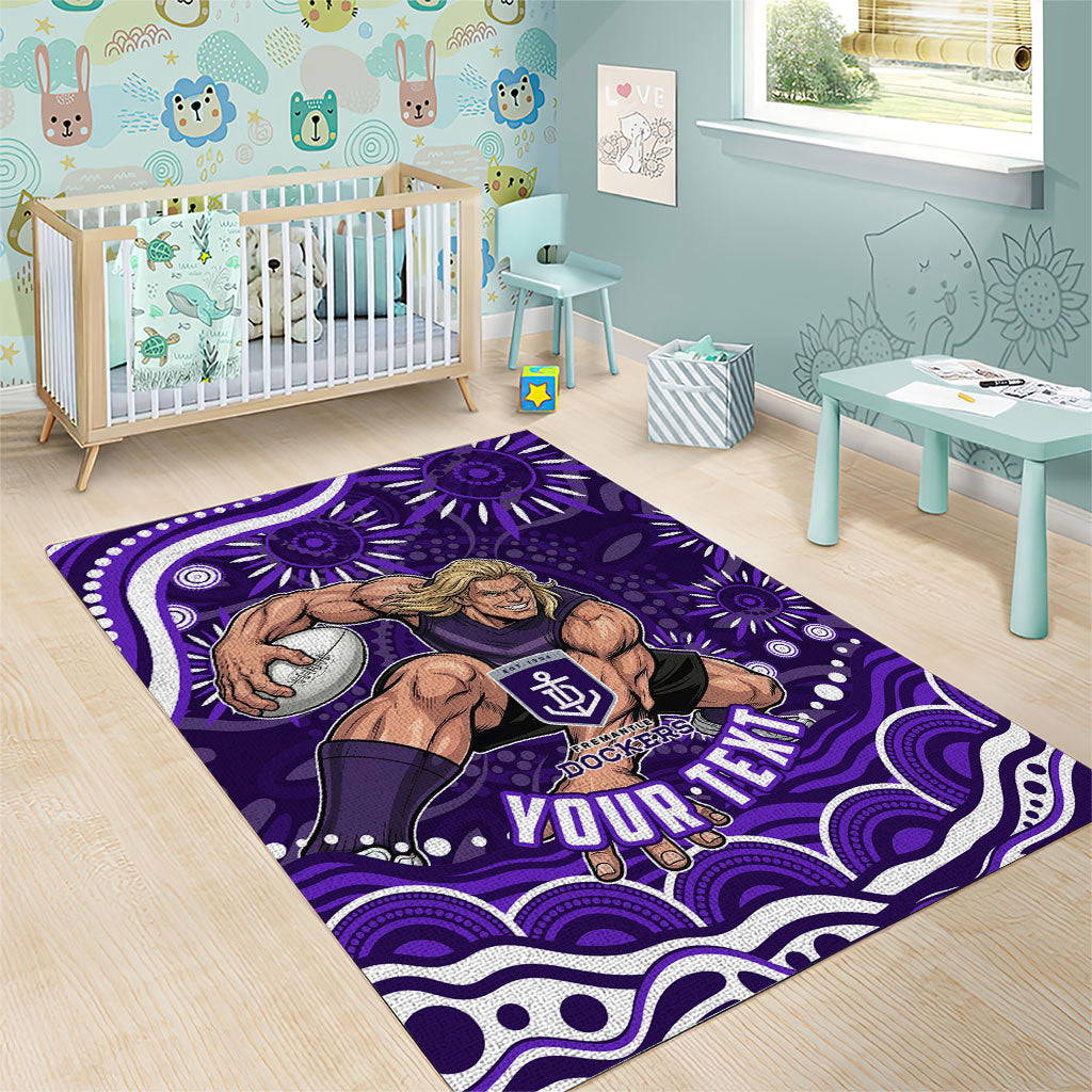 Personalized Fremantle Dockers Rugby Area Rug Aboriginal Dot Art - Dreamtime Football Mascot