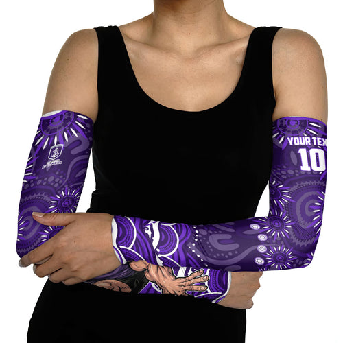 Personalized Fremantle Dockers Rugby Arm Sleeves Aboriginal Dot Art - Dreamtime Football Mascot