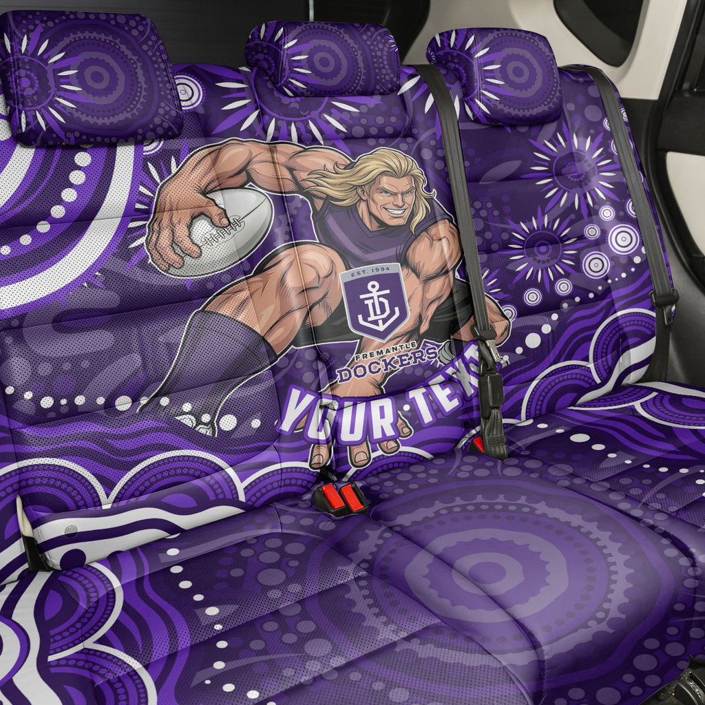 Personalized Fremantle Dockers Rugby Back Car Seat Cover Aboriginal Dot Art - Dreamtime Football Mascot