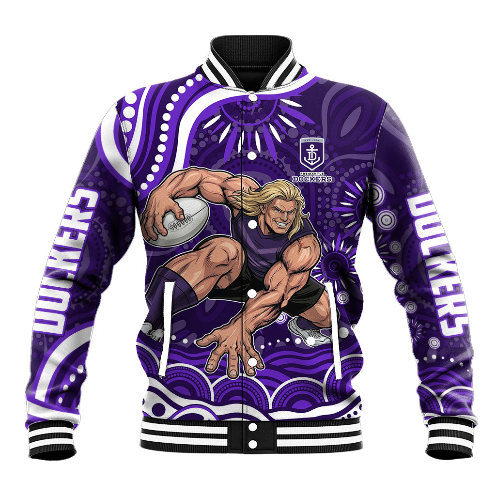 Personalized Fremantle Dockers Rugby Baseball Jacket Aboriginal Dot Art - Dreamtime Football Mascot