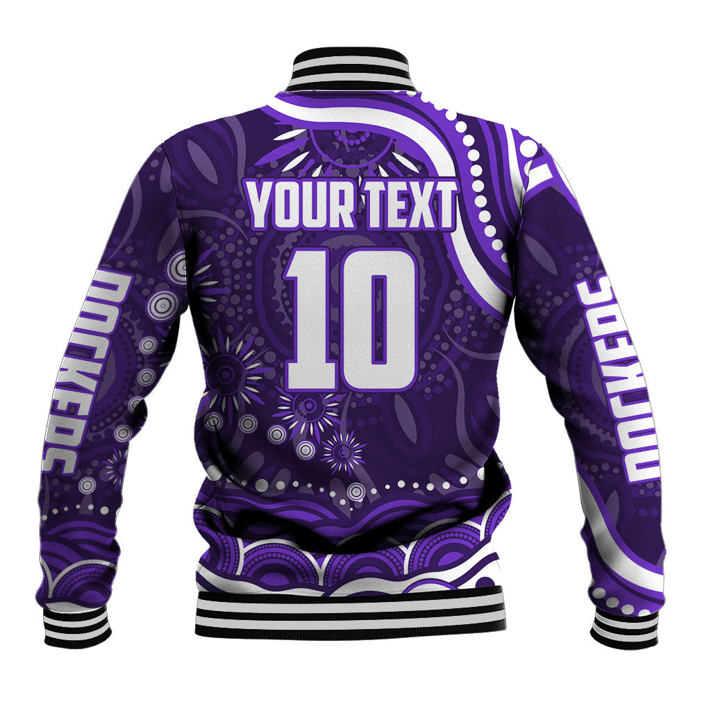 Personalized Fremantle Dockers Rugby Baseball Jacket Aboriginal Dot Art - Dreamtime Football Mascot