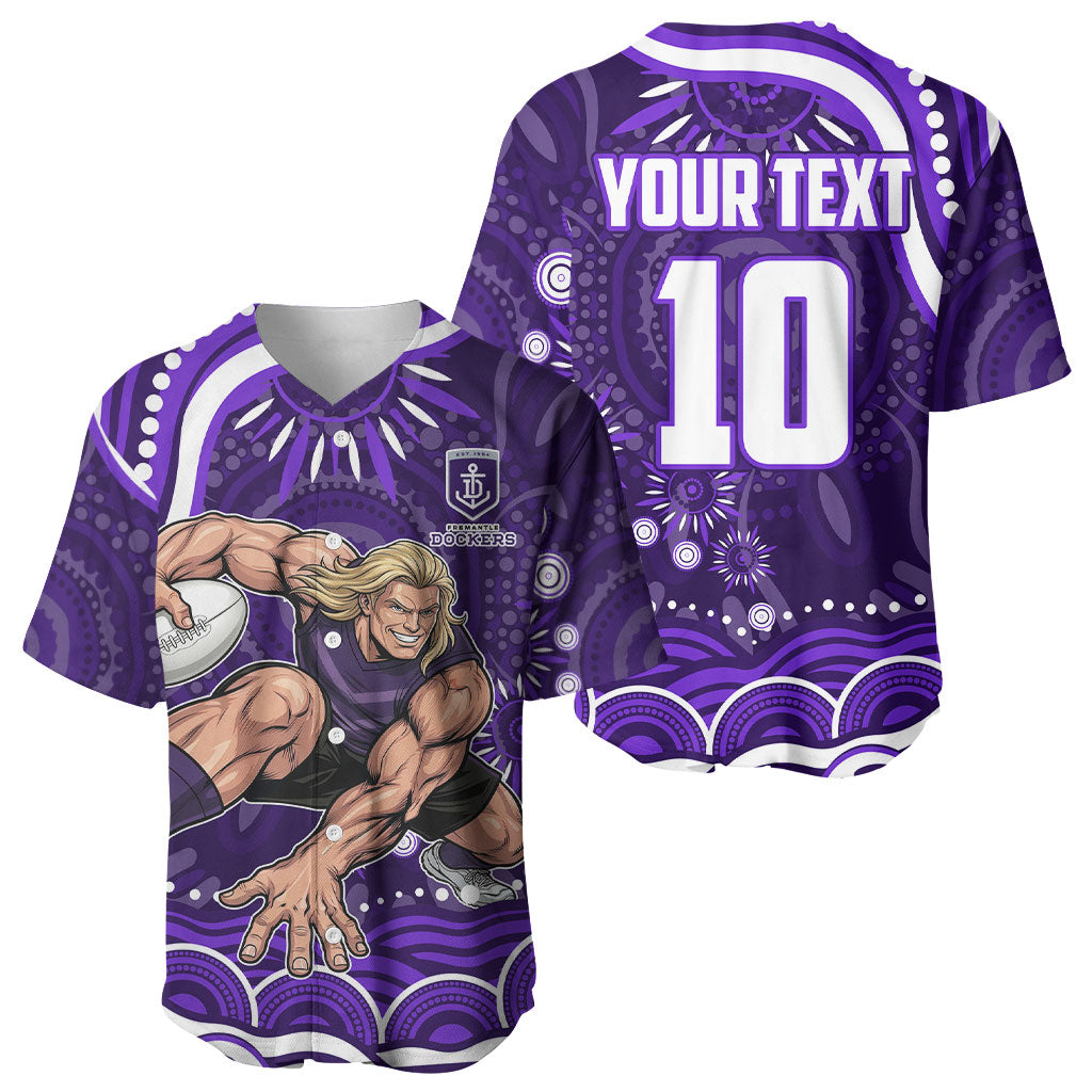 Personalized Fremantle Dockers Rugby Baseball Jersey Aboriginal Dot Art - Dreamtime Football Mascot