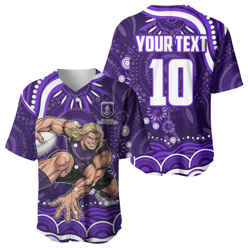 Personalized Fremantle Dockers Rugby Baseball Jersey Aboriginal Dot Art - Dreamtime Football Mascot