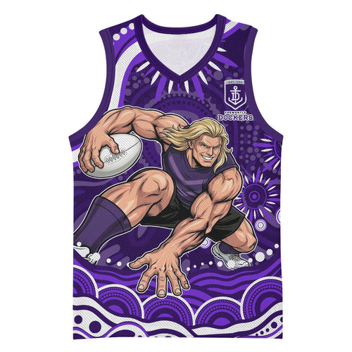 Personalized Fremantle Dockers Rugby Basketball Jersey Aboriginal Dot Art - Dreamtime Football Mascot