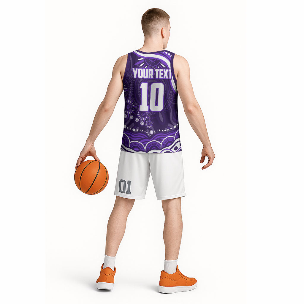 Personalized Fremantle Dockers Rugby Basketball Jersey Aboriginal Dot Art - Dreamtime Football Mascot